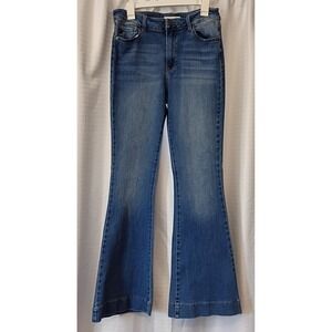 KanCan Women's Size 13/30 (33" Inseam) Mid Wash High Rise Flare Leg Blue Jeans